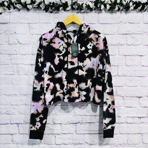 Wild Fable Cropped Pullover‎ Women's Long Sleeve Black Tie Dye Hoodie XXL